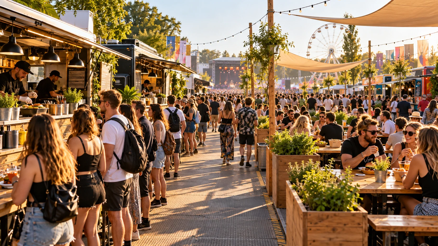 Ilustracja tematu: strefa gastronomiczna na festiwalu — poradnik Trufland